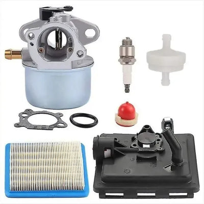 799868 carburetor with 496116 795259 Air filter base, compatible with 124L02 124T02 124T05 124T07 CA, Plastic + Metal material, Silver Color