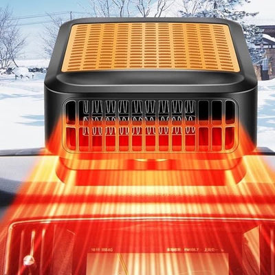 12V Car Heater & Defroster, 200W Fast Heating Windshield Defroster with 360 degree Rotating Fan for Car & SUV, ABS + Ceramic material