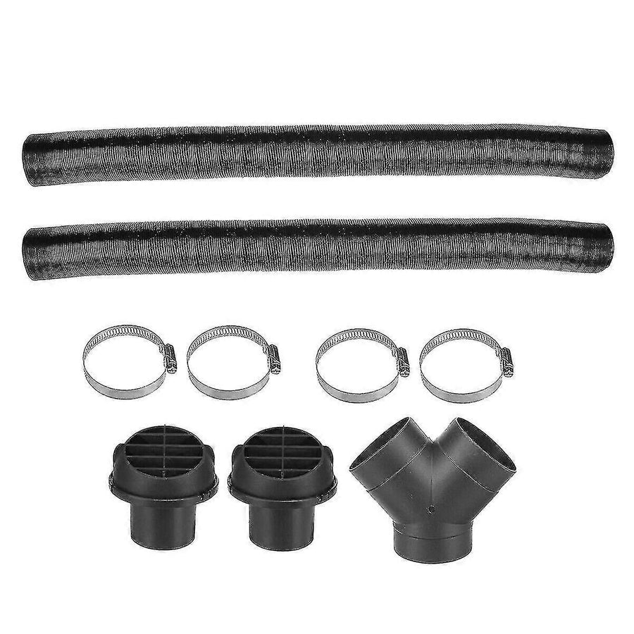 75 mm Car Heater Y-Piece Duct Hose Connector, Hot Air Outlet Valve with Clamps for Webasto Eberspacher, Aluminum Foil, Chrome Color