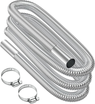 Air heater hose, 300 cm Diameter 2.5 cm stainless steel exhaust pipe, parking heater pipe with 2 hose clamps, for parking heater 300CM