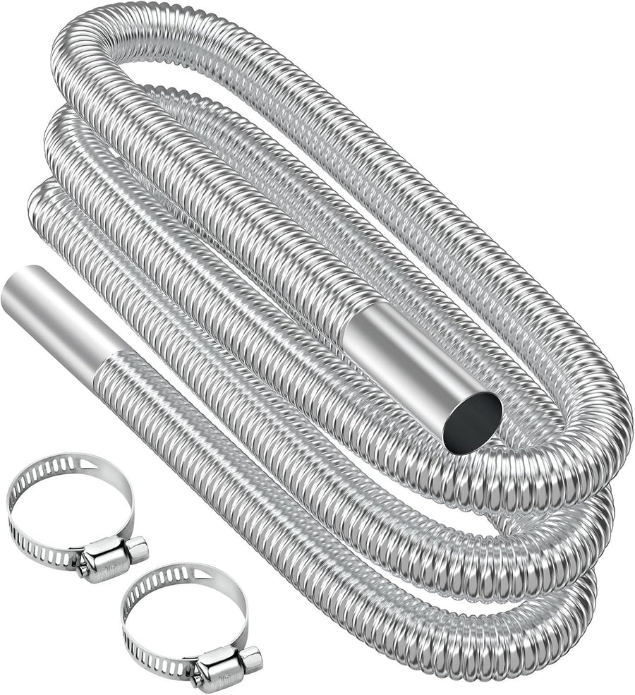 Air heater hose, 300 cm Diameter 2.5 cm stainless steel exhaust pipe, parking heater pipe with 2 hose clamps, for parking heater 300CM