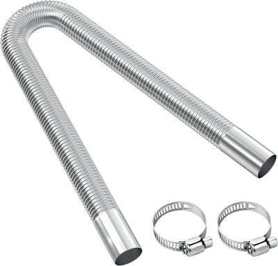 Exhaust pipe for parking heater, 60 cm stainless steel exhaust pipe Car exhaust pipe with 2 stainless steel clamps for diesel heater 60cm