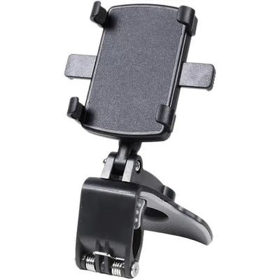 Foldable Car Phone Holder for Sun Visor or Rearview Mirror, Adjustable Cell Phone Mount, ABS Material, Black Color