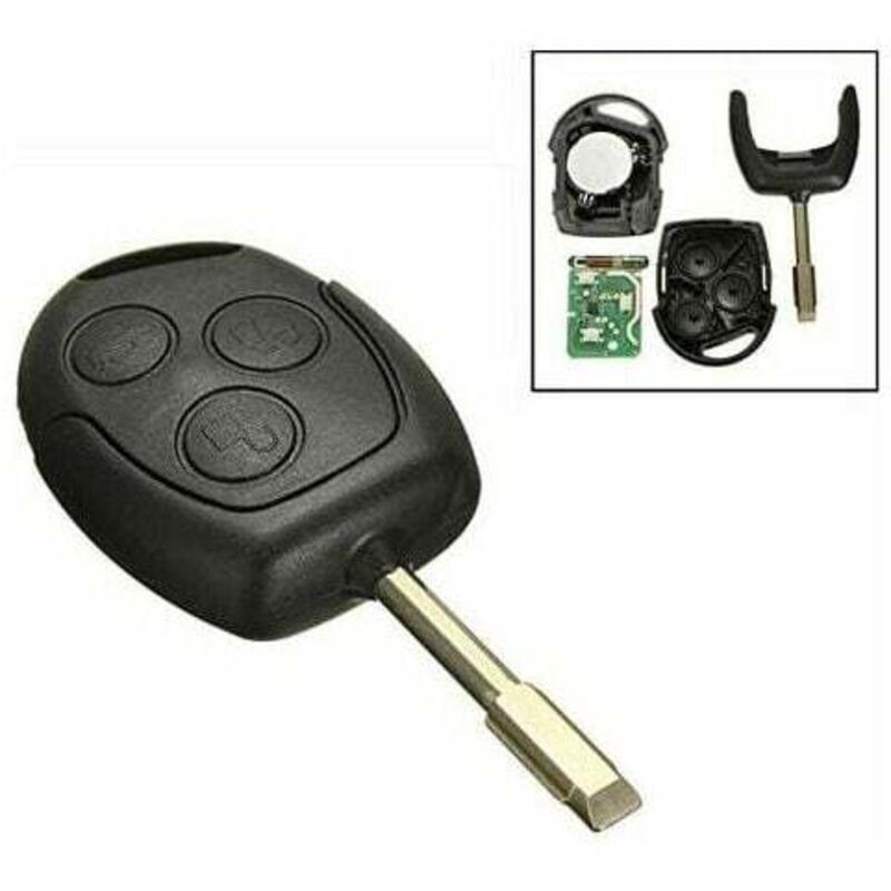 1 pc 3 Buttons 433MHz FOB Remote Key for Ford/Mondeo/Fiesta/Focus/Ka Transit, ABS + PC material, automotive replacement use, Black Color