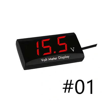 12V SPEC Digital LED Display Voltmeter Car Motorcycle Voltage Panel Meter Red, Zinc Alloy + Metal material, Black/Blue Color Options