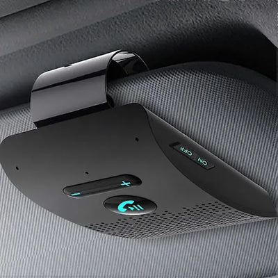 Bluetooth Handsfree Car Kit 5.0 Sun Visor Clip Wireless Audio Receiver Speakerphone Loud Speaker Music Player Dual Microphone black, Black Color