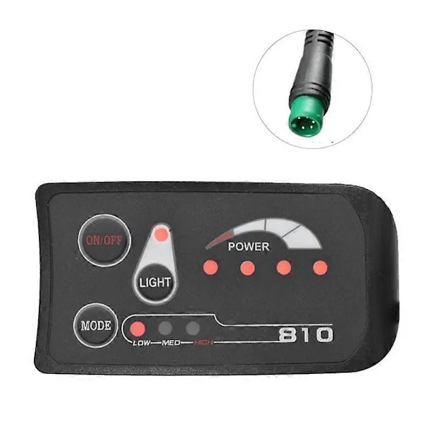 S810 E-Bike Meter LED Display IP65 36V UART Compatible with Electric Bike Electric Bicycle Meter (36V) Black 5PIN, ABS + Plastic material, Black Color