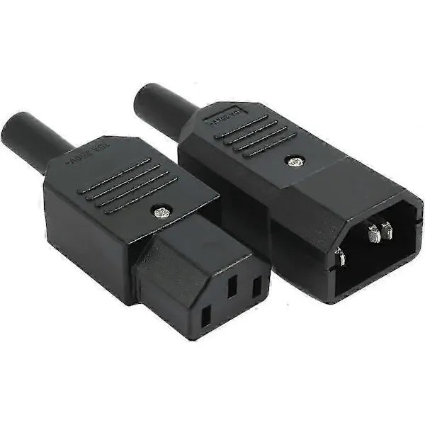 1 pair AC250V 10A IEC C14 male C13 female, 3 pin terminals Inline adapter contact power socket, Copper material