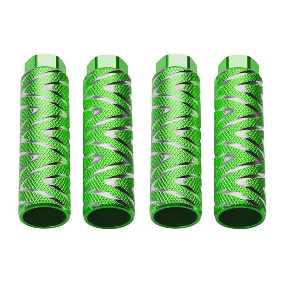 4 pcs Aluminum Alloy Bike Pegs Bmx Pedals Fit 3/8 Inch Axles Bicycle Back Pedals, automotive replacement use, Green Color