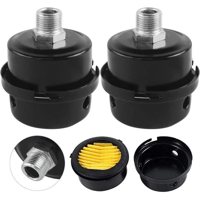 2 Pieces Air Filter Silencer, Air Compressor Filter Silencer, 3/8" Air Compressor Filter 16mm, Metal material, exhaust sound control, Black Color