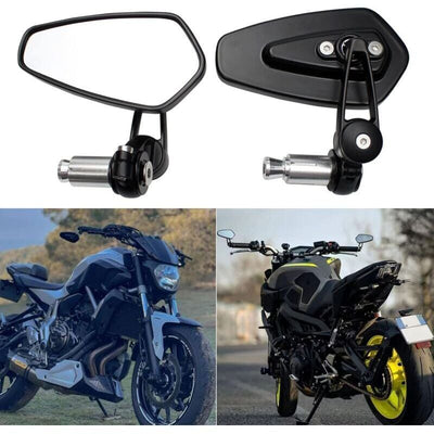 2 pc Motorcycle Handlebar Rearview Mirrors Motorbike Rear View Mirrors for XJ6 MT01 MT03 MT07 MT09 (Black), driving view recording, Black Color
