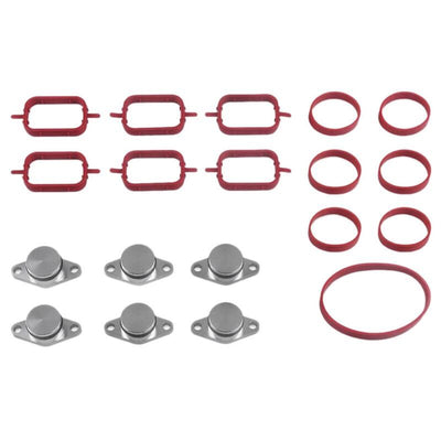 19 pcs Car Intake Manifold Blind Plugs and Gasket Kit 11612246945 for 525D 530D 535D X3 X5 X6 M47 M57N 1617790198, Aluminum Alloy + Rubber material