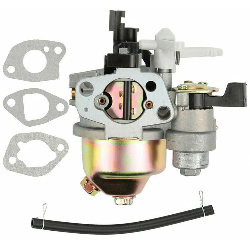Carburetor with Fuel Hose Gasket, Compatible with Honda GX160 GX168F GX200 5.5HP 6.5HP, Plastic + Metal material, Silver Color