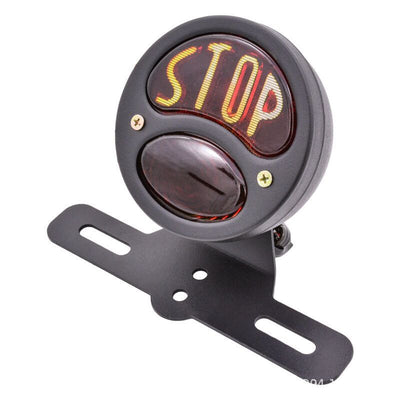 DC12V Vintage Tail Light Brake Stop Light with License Plate Bracket Universal for Yamaha Motorcycle, ABS + Metal material