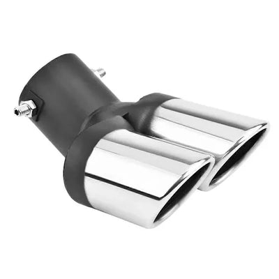 Universal 63mm Stainless Steel Dual Exhaust Pipe for Car, Stainless Steel + Steel material, exhaust sound control, Black/Silver Color Options