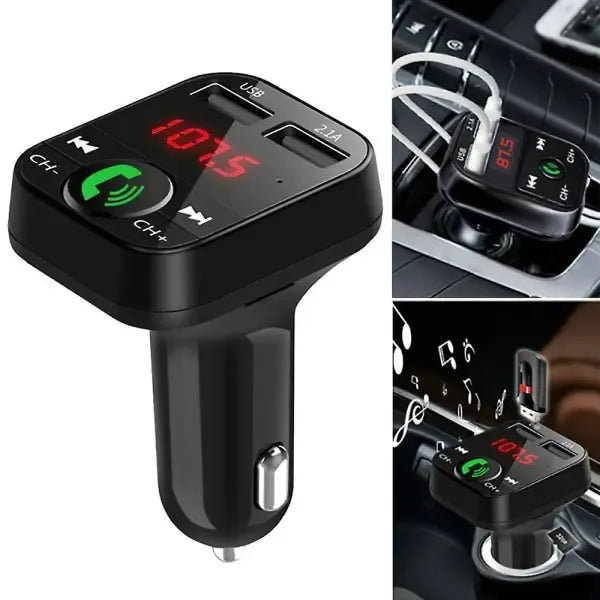 Wireless Bluetooth Car FM Transmitter 2 USB Charger Aux Adapter Handsfree, wireless audio upgrade, vehicle stereo use, Black Color