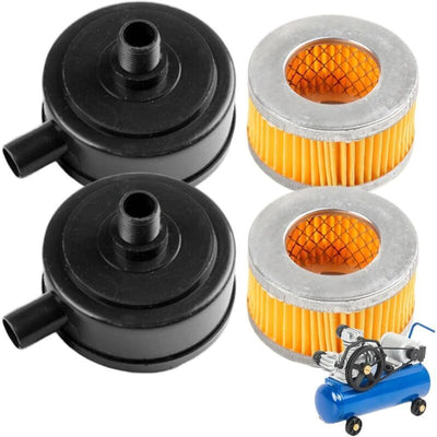 2 pcs 20mm Thread Air Compressor Filter Muffler Intake Filter with Plastic Cover, Air Replacement for Compressor and Pneumatic Tools