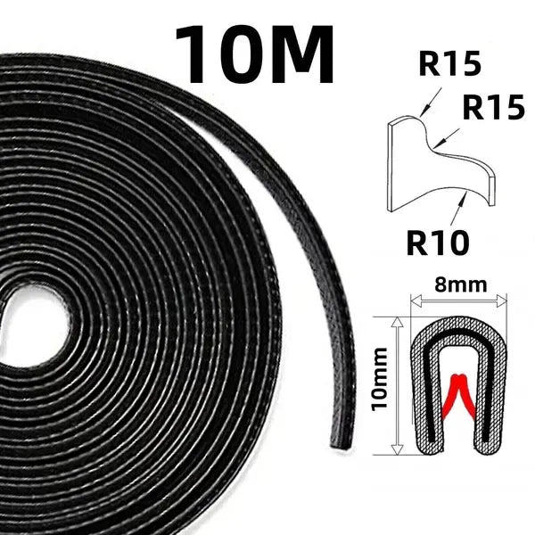 10m edge strip edge profile black edge tape clamping profile rubber, PVC + Rubber material, automotive replacement use, Black Color