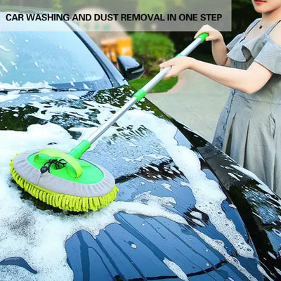 Microfiber Car Wash Brush Mop Extendable Long Handle Scratch-Free Removable and Washable Cover for Car Replace Spare Head Cover