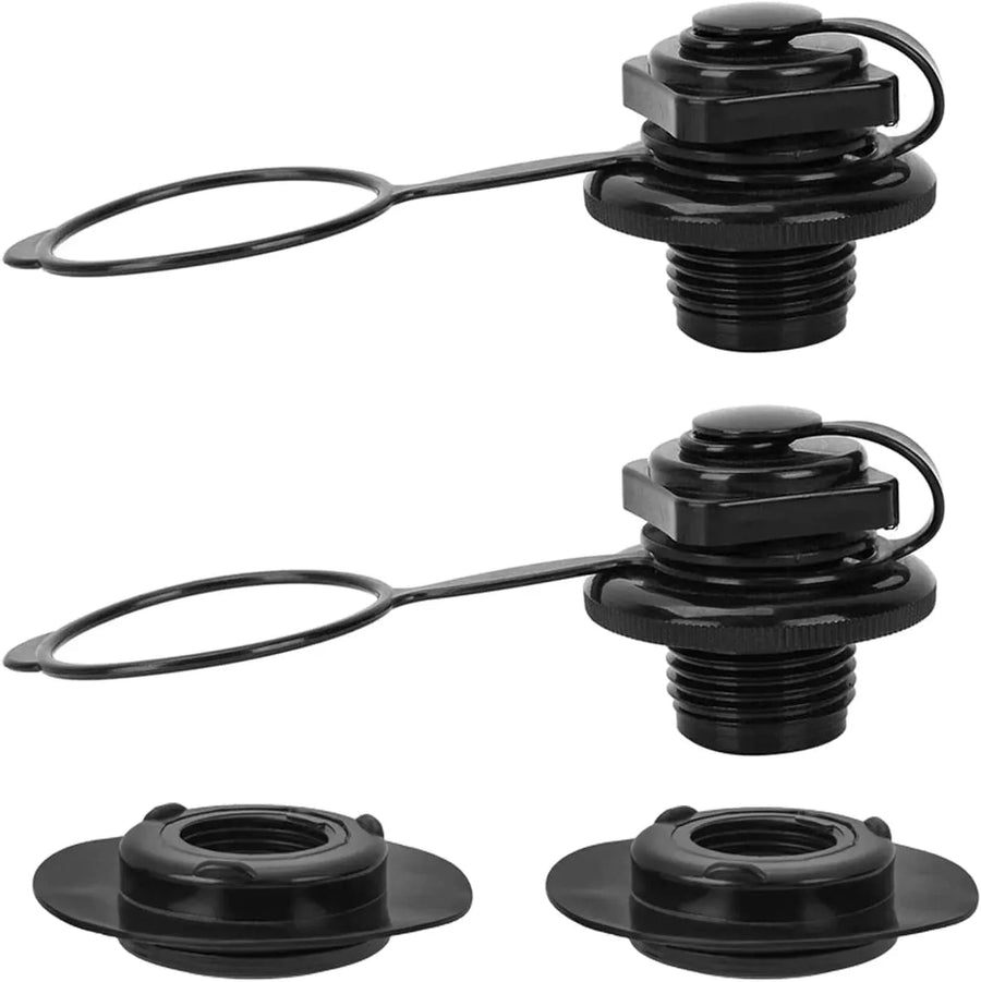 24mm Air Valve Spiral Plugs One Way Inflation Replacement for Inflatable Boat Kayak Canoe Bed Towable Tube, Black 2 Pack