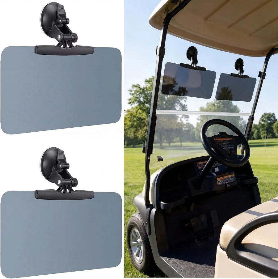 Golf Cart Sun Visor Set of 2, Anti Glare Acrylic Tinted Shield with UV Protection, Compatible with Roof Crossbars, Gray