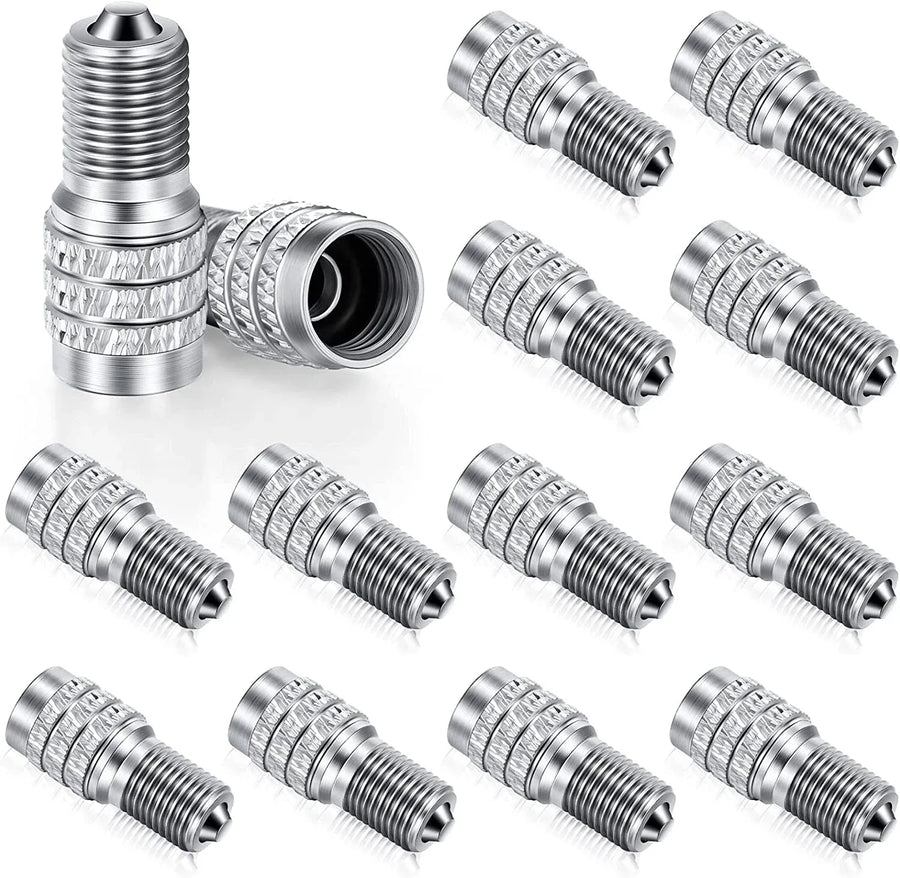 16 Pcs Flow Through Tire Valve Stem Caps, Double Valve Inflator Extensions for Truck Car RV, High Pressure, Copper Tone
