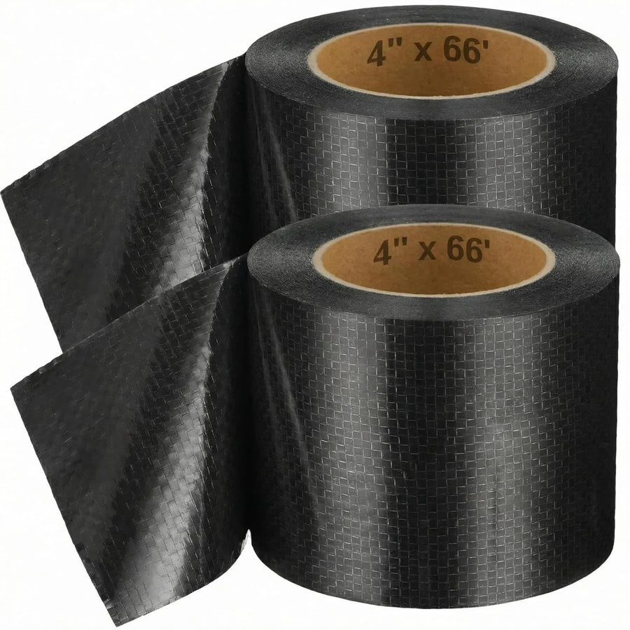 RV Underbelly Tape, Corrugated Waterproof Thick Adhesive Patch for Camper Travel Trailer Mobile Home Tear Repair, Black 2 Pack, 4 Inch X 66 Feet Size