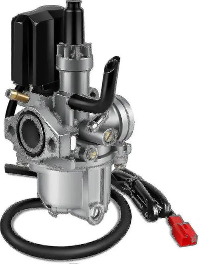 Carburetor for 50cc 2-Stroke Motorcycle Engine, Electric Choke Carb with 17mm Intake and 28mm Air Filter Interface