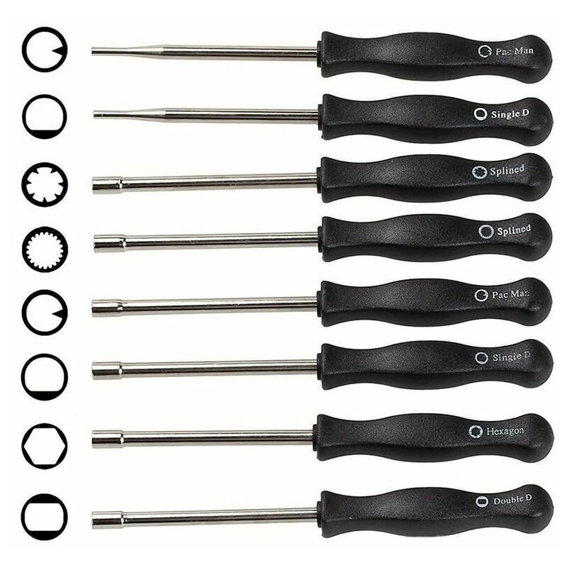 8 Pack Assorted Carburetor Screwdrivers, Adjustment Tool Set for 2-Stroke Engines, Non-Slip Square Handle Tools