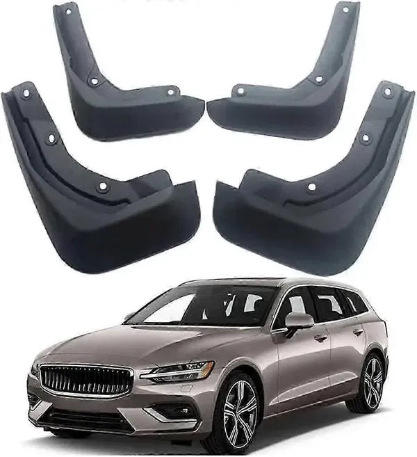 Mudguards for Volvo V60 MK II Estate 2019-2021, Molded Front and Rear Splash Guards, Semi-Rigid ABS Plastic Set