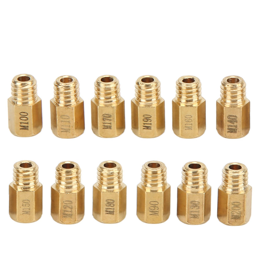 12pcs Mikuni VM TM TMX Carburetor Main Jet Kit, 90-200 Metal Gold Jets for Flat Slide Carburetor Tuning Kit Set