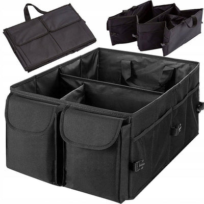 Foldable Car Trunk Bag Organiser, Portable Boot Storage Box for Groceries Tools and Travel Items, Polyester, Black