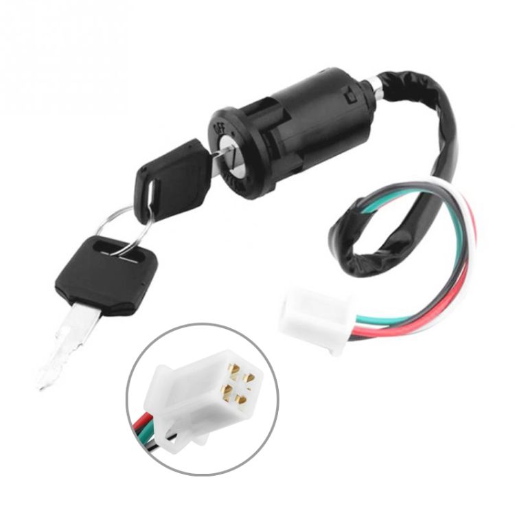 Ignition Lock Switch with 2 Keys for Motorcycle ATV Dirt Bike Go Kart, Universal 50cc-250cc Plastic Metal Replacement