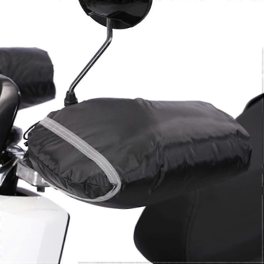 Motorcycle Handle Muff Warm Gloves, Windproof Waterproof PU Handlebar Covers with Short Plush Lining for Winter Riding