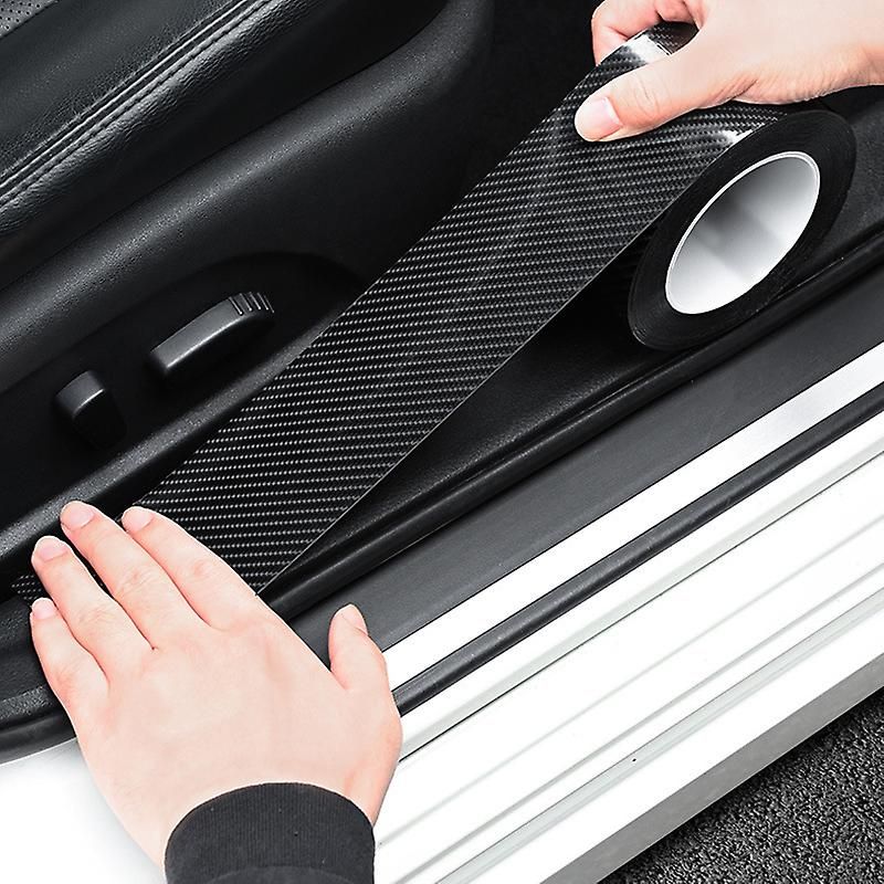 5 Rolls 5D Carbon Fibre Tape for Car Door Sill, Anti-Collision Waterproof Protector Sticker, Black, 5 cm x 3 m Each