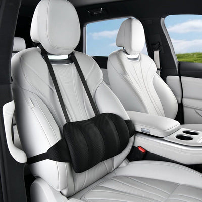 Back Cushion, Height Adjustable Lumbar Support Backrest Cushion with Washable Cover for Car Seat and Office Chair, 40x19x8cm, Black