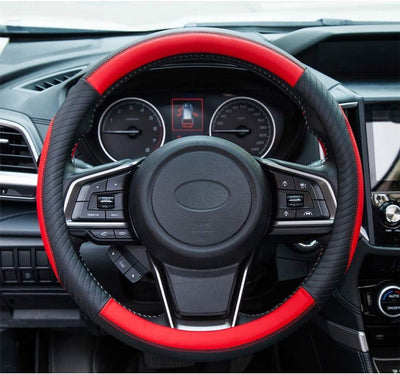 Car Steering Wheel Cover, Microfiber Leather Universal Steering Wheel Wrap with Soft Non-Slip Grip for Daily Driving, Universal Size 37-38 cm, Red