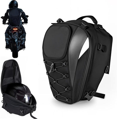Waterproof motorcycle saddle bag, motorcycle helmet bag, motorcycle backpack, double luggage bag, Compact Lightweight Design, 38 liters
