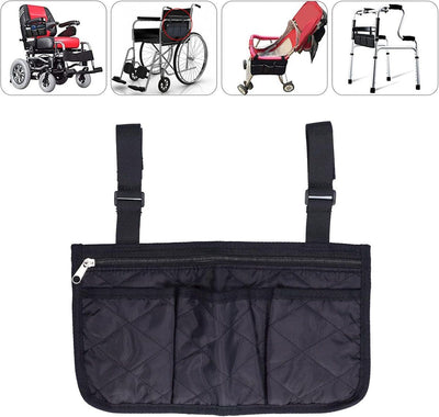 Wheelchair Side Bag, Storage Bag, Lightweight Wheelchair, Wheelchair Bag, Wheelchair Armrest Storage Bag, for Home, Travel and Daily Use