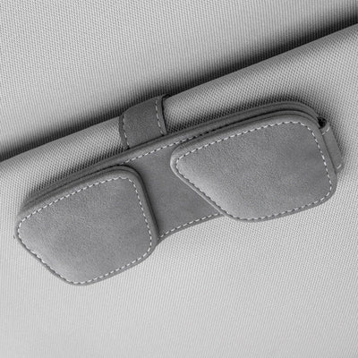 Car Sunglasses Holder, Car Glasses Holder, Leather Glasses Clips, Glasses Holder, Sunglasses Holder, for Regular Driving, Storage and Travel, Grey