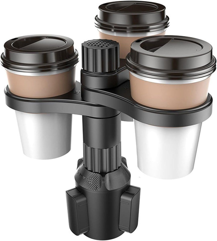 Car Cup Holder, Capacity for 3 cups, Car drink holder, Adjustable base, for Daily Car Use, Travel and Interior Organization, Black
