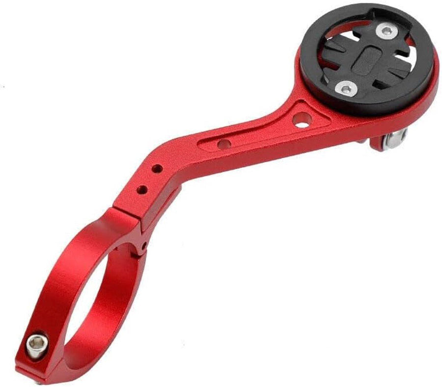 Extended Bicycle Computer Mount, Front-mounted bicycle computer mount, Handlebar bracket, With flashlight strap, Red