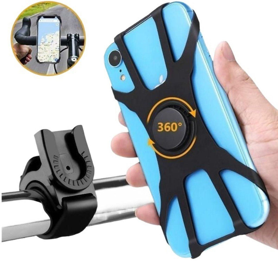 Universal Bicycle Phone Holder, Detachable Phone Holder, Rotatable 360 Degrees, For Smartphones from 4.0 to, for most mobile phones, 7.0 Inch, Black