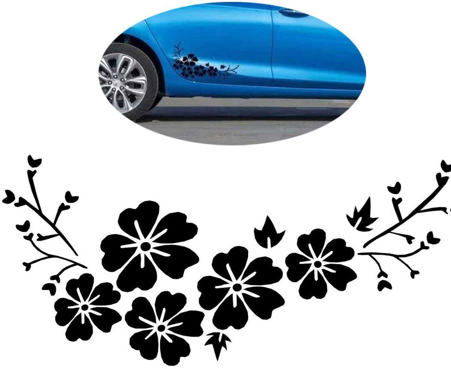 1 Piece, flower car stickers, car stickers, motorcycle stickers, decorative car stickers, self-adhesive, 30 x 14, Black