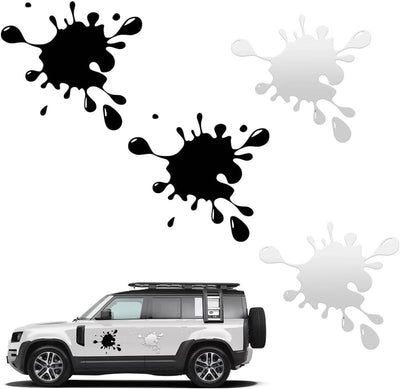 4 Pieces, Car Stickers, Stickers for Paint Stains, Anti-Splatter Stickers, Self-Adhesive Stickers, Sports Car Stickers, Black and White