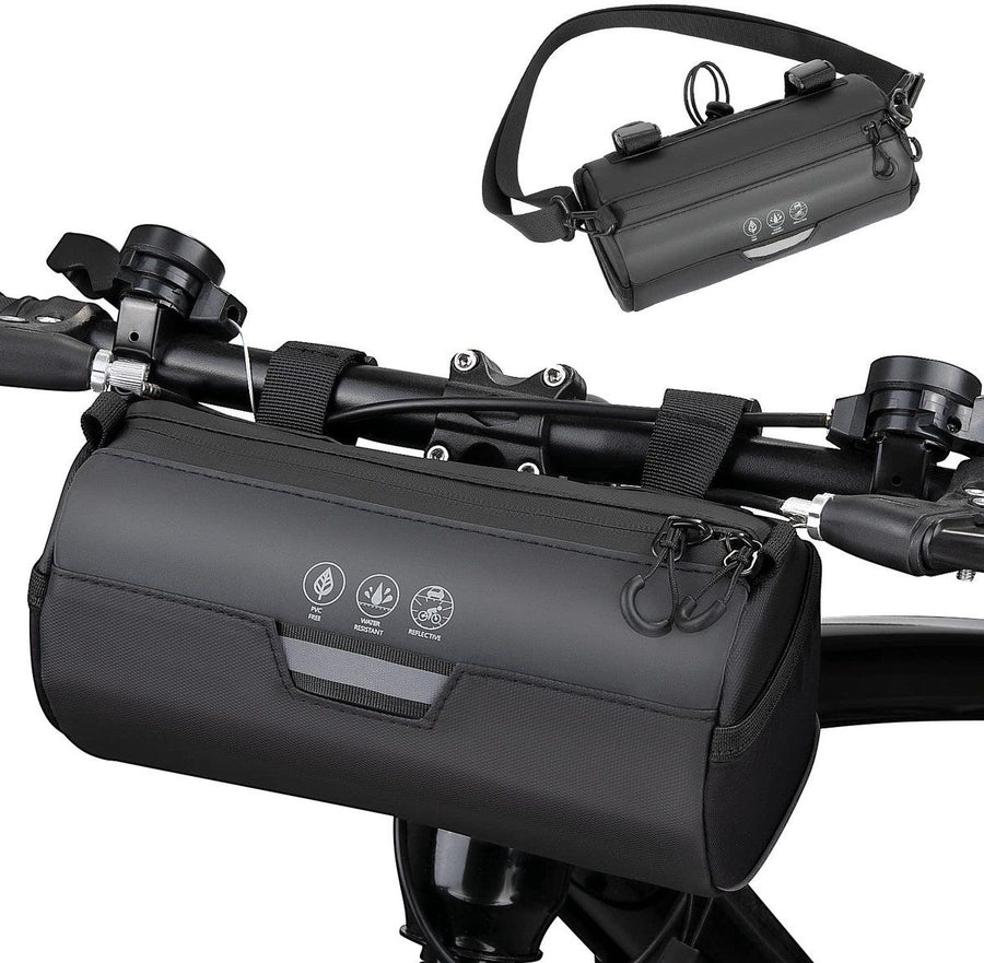Bicycle Handlebar Bag, Bike Bag, Waterproof Reflective Storage Bag, Storage Pouch, Detachable Shoulder Strap, 23 x 11 x 11 cm, Black