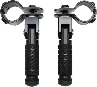 2 Pieces, Folding Motorcycle Footrests, 90 Degree Foldable Rear Pedal Steps with 31-33 mm Clamp, 12.2 x 11 cm, Black