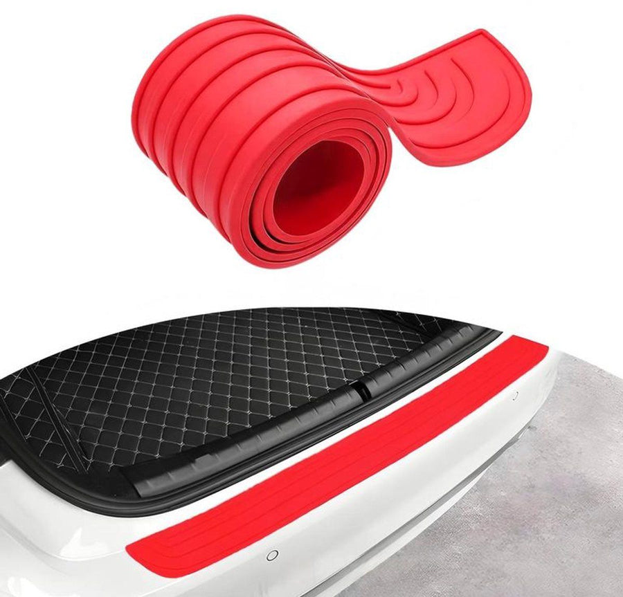 Car Bumper Protection Strip, Trunk Loading Edge Protector, Anti-Collision Rubber Guard for Rear Bumper and Boot Sill, 104 x 9 cm, Red