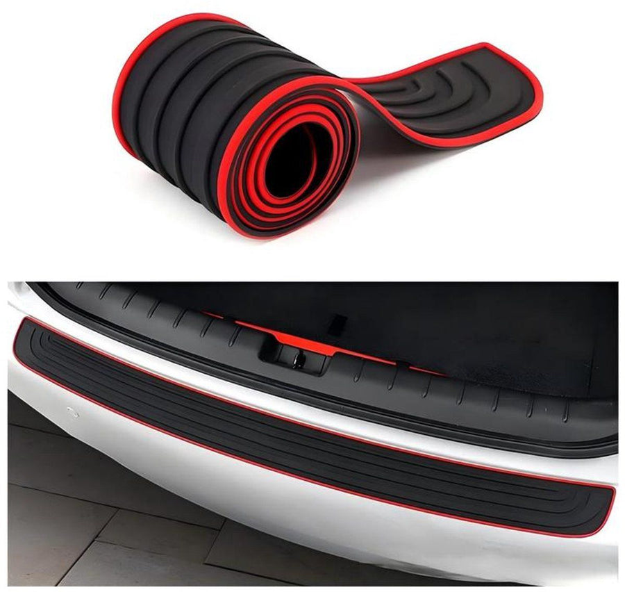 Car Bumper Protection Strip, Trunk Loading Edge Protector, Anti-Collision Rubber Guard for Rear Bumper and Boot Sill, 104 x 9 cm, Black and Red