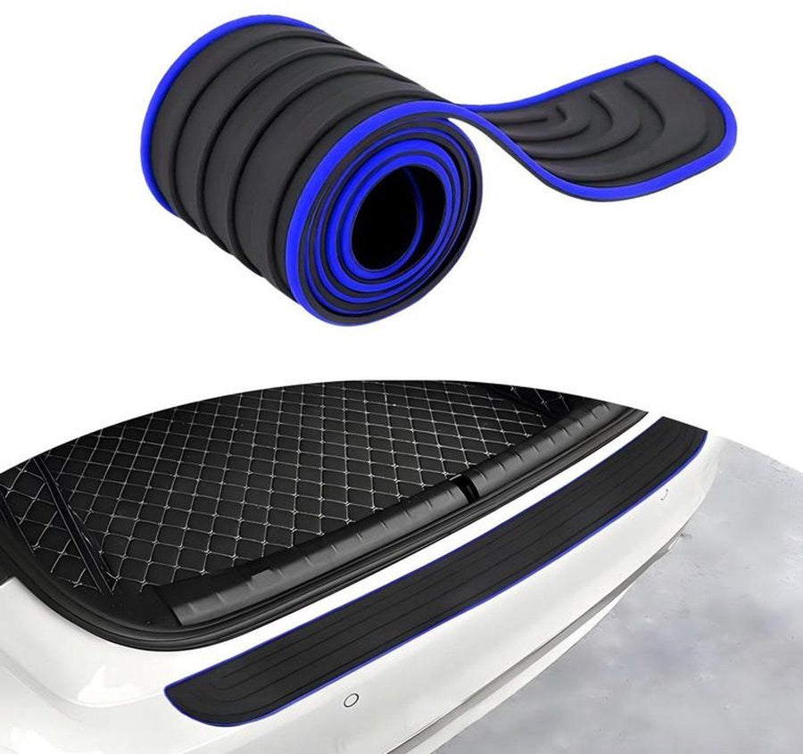 Car Bumper Protection Strip, Trunk Loading Edge Protector, Anti-Collision Rubber Guard for Rear Bumper and Boot Sill, 104 x 9 cm, Black and Blue